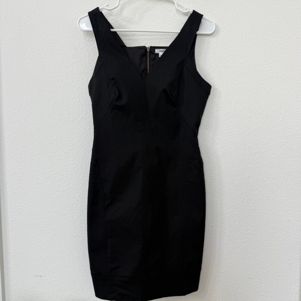 HELMUT LANG Sheath Dress Black Stretch Cotton Sleeveless Modern LBD Size 6
